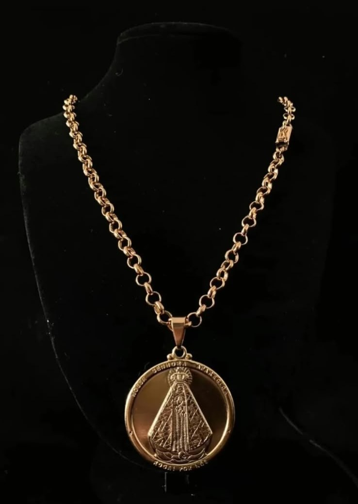 Cadena rolo con medalla Virgen Aparecida
